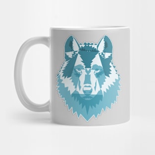 Geometric Blue Wolf Mug